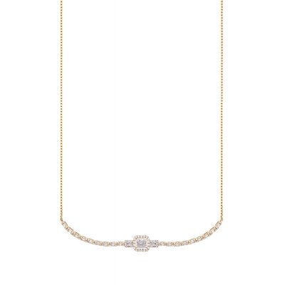 Colar ouro amarelo com baguetes de diamantes