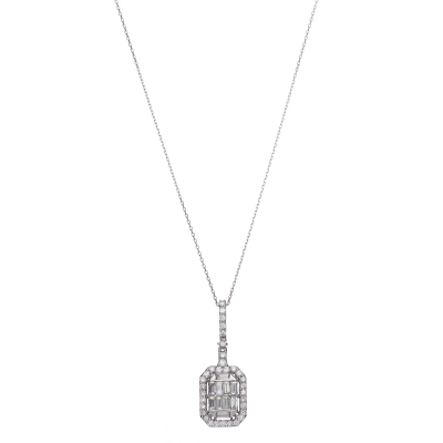 Colar em ouro branco com pingente de diamantes