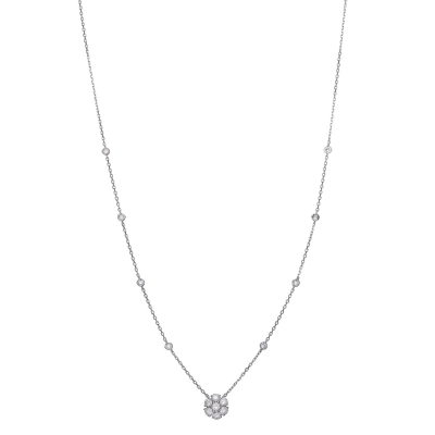 Colar em ouro branco com pingente de diamantes
