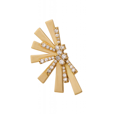 Brinco ouro amarelo com hastes em diamantes